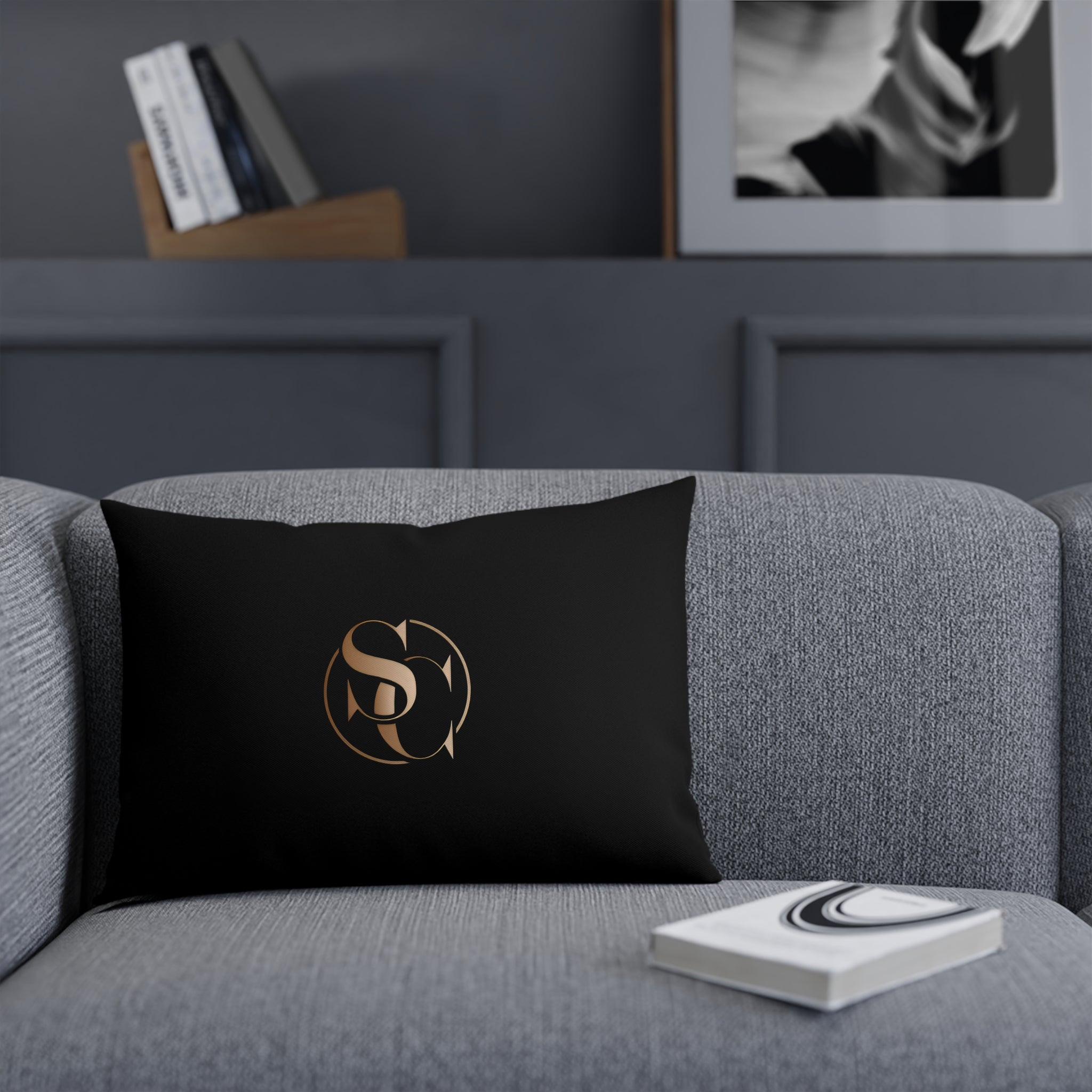Luxury Black Monogram Cushion