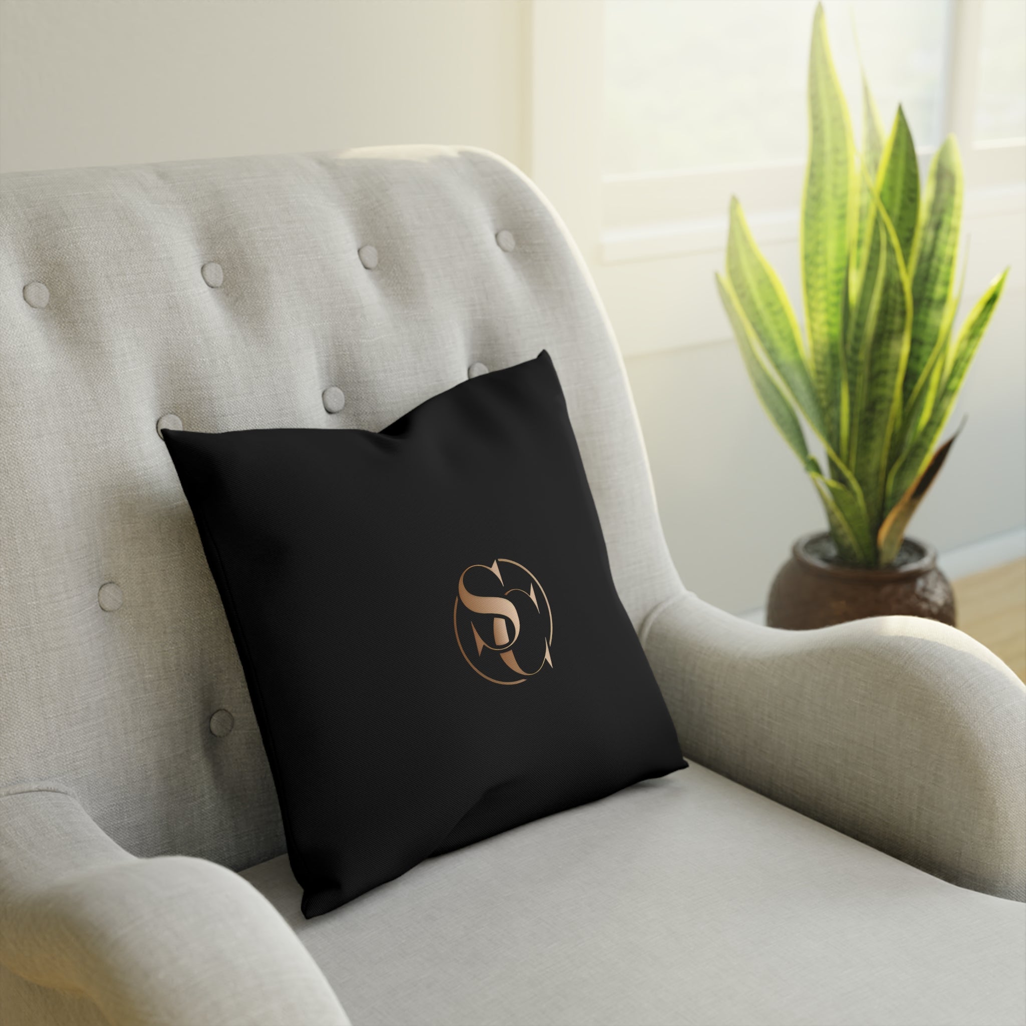 Luxury Black Monogram Cushion