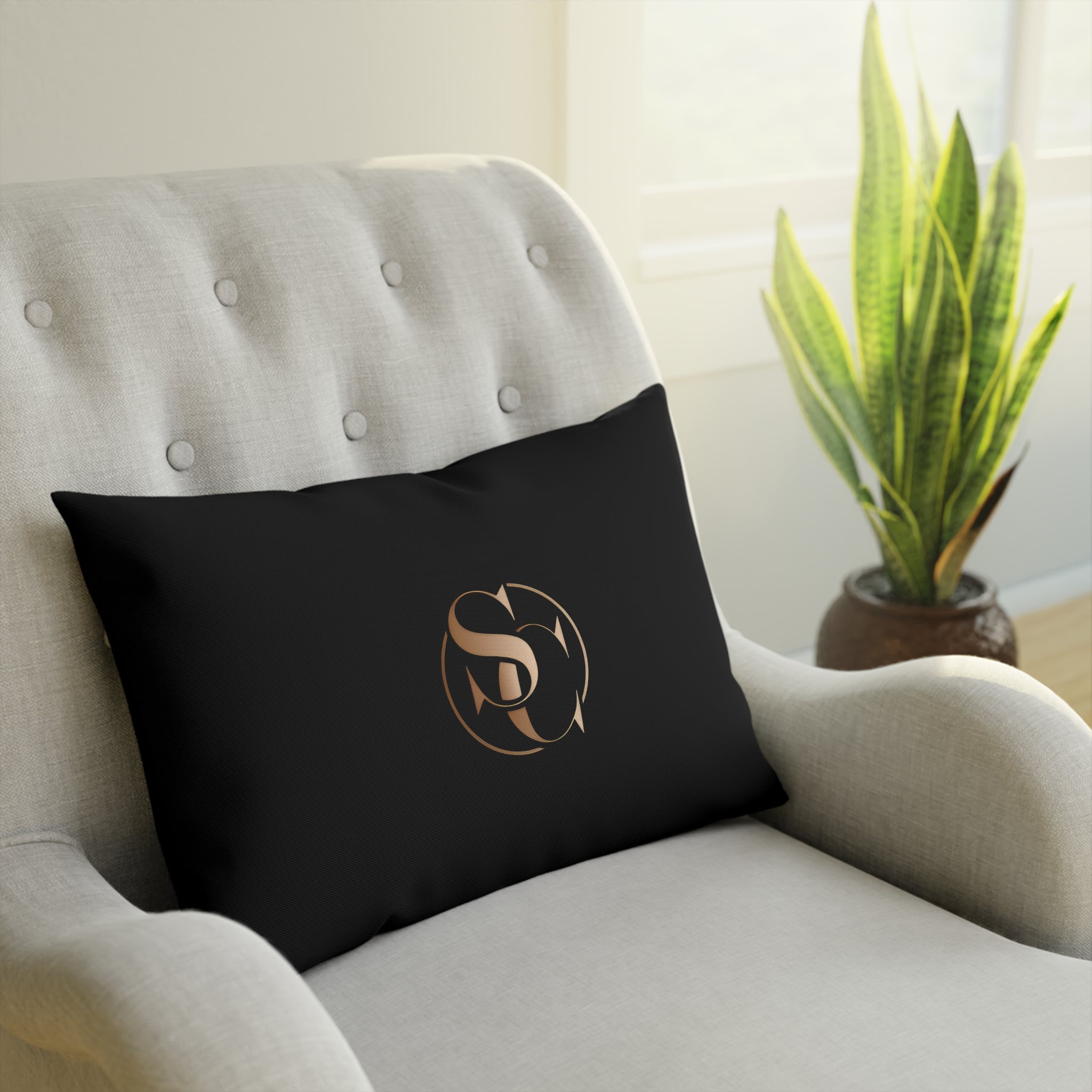 Luxury Black Monogram Cushion