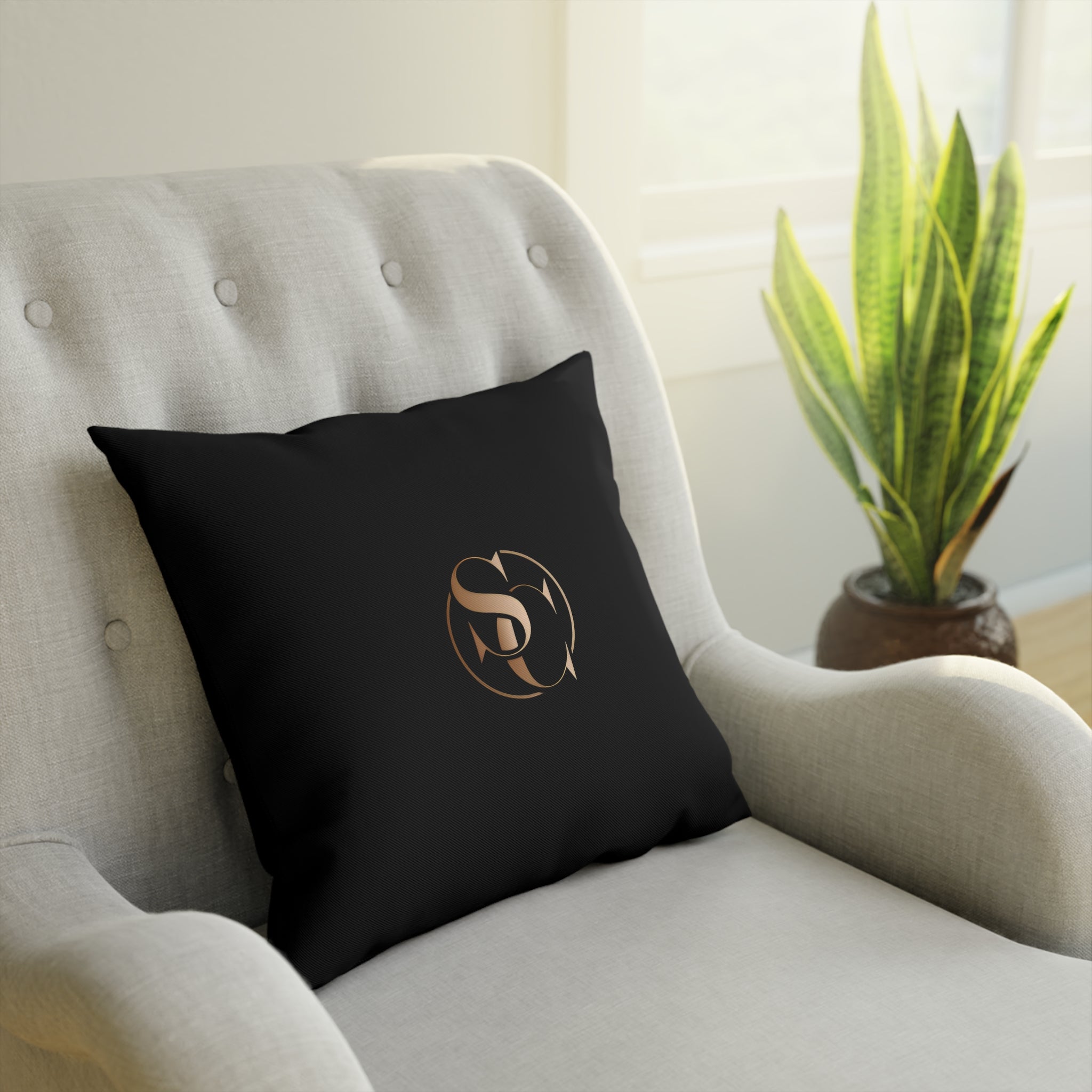 Luxury Black Monogram Cushion