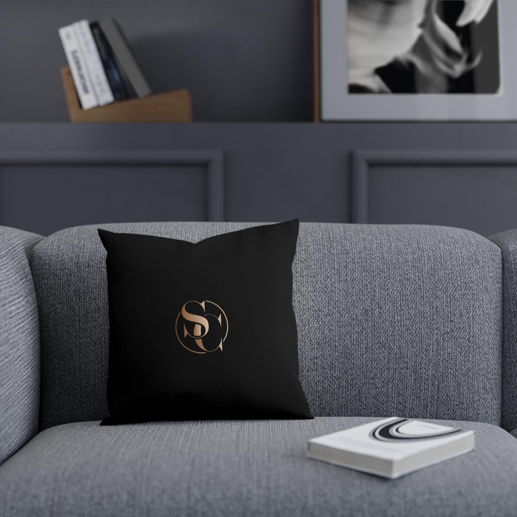 Luxury Black Monogram Cushion