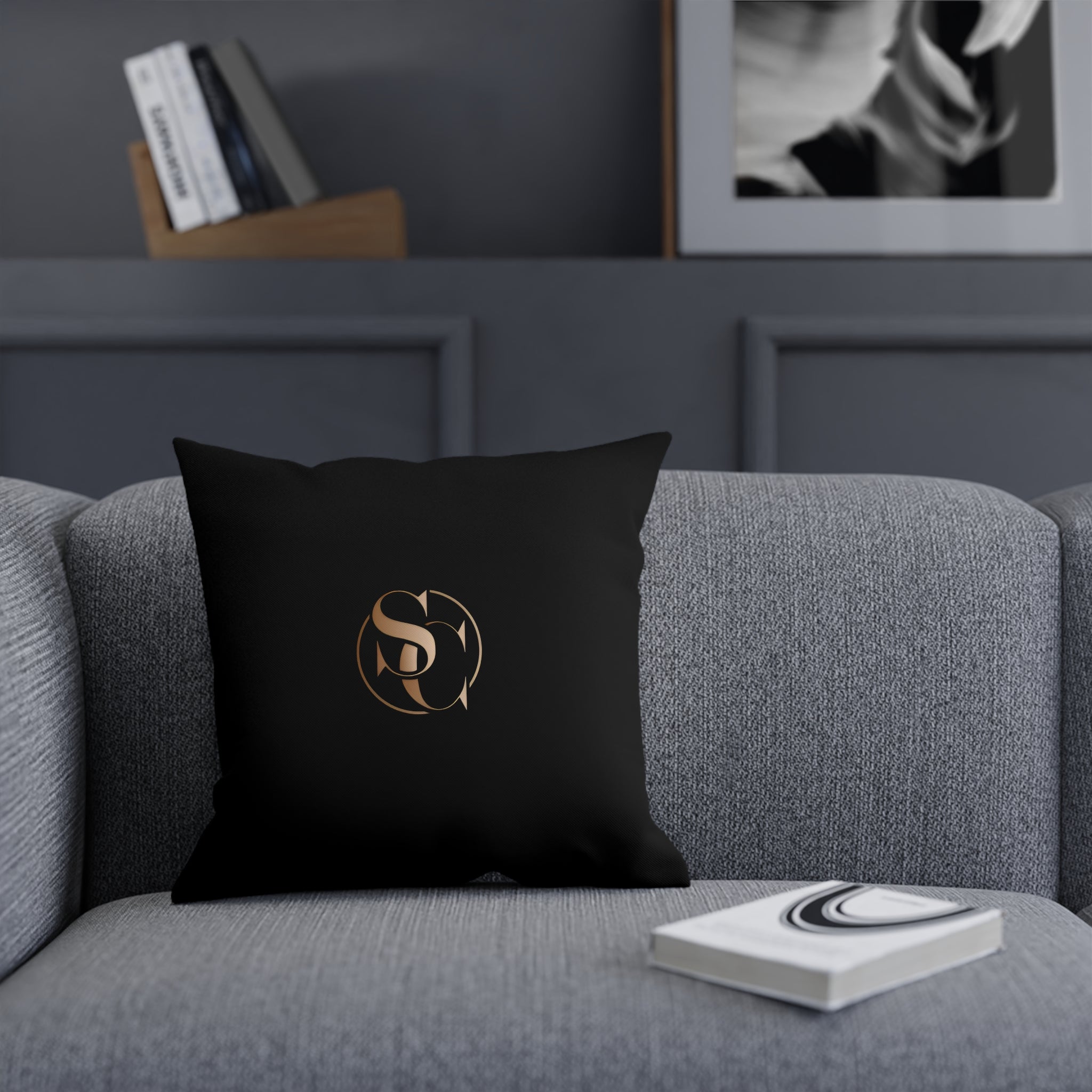 Luxury Black Monogram Cushion